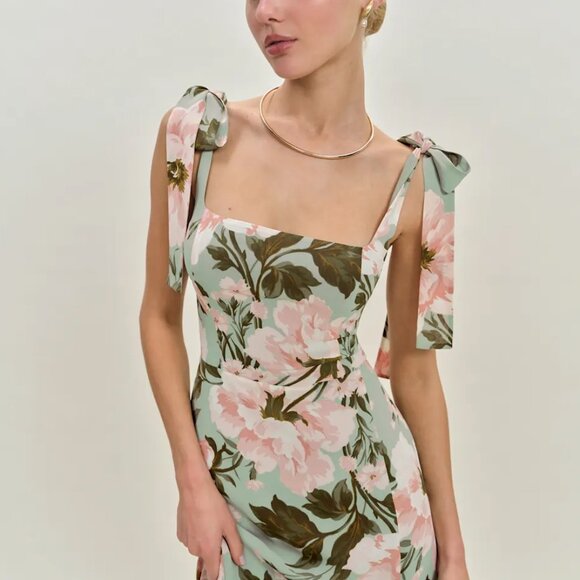 Reformation Westerly Dress Green - Size 2 - Picture 2 of 2